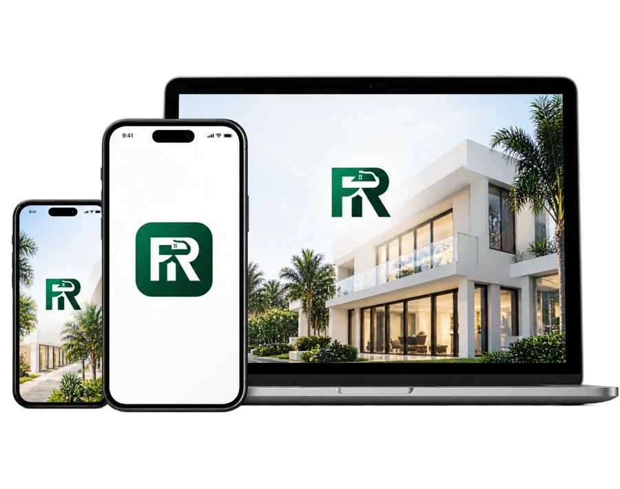 The Faxton Rentals app on a phone and a laptop